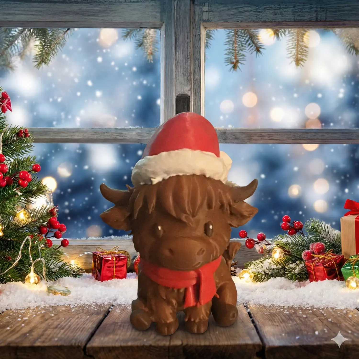 Niedliches Weihnachts-Rind – Perfektes Wichtelgeschenk & Deko – Bunt gedruckt Höhe ca.10cm