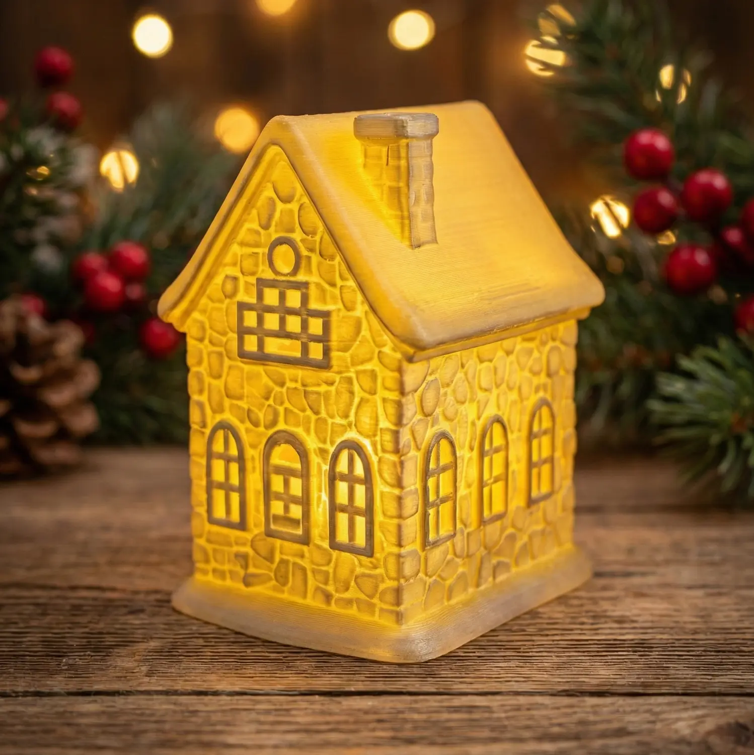 Teelichthaus „Winter-Cottage“ – Rustikale Steinoptik