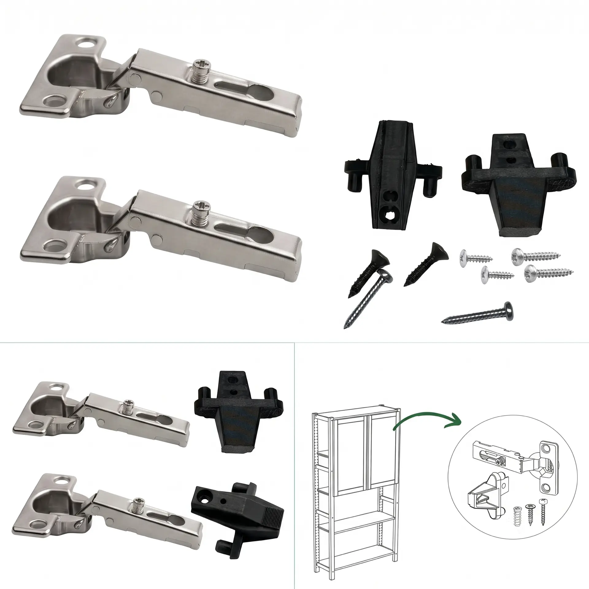 Scharnier-Set passend für IKEA IVAR Türen (2x Scharnier 109336 & 2x Montageplatte 10051023) inkl. Schrauben